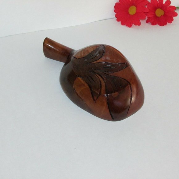Vintage Wood Snack Serving Bowl With Handle Retro Boho - Picture 8 of 8